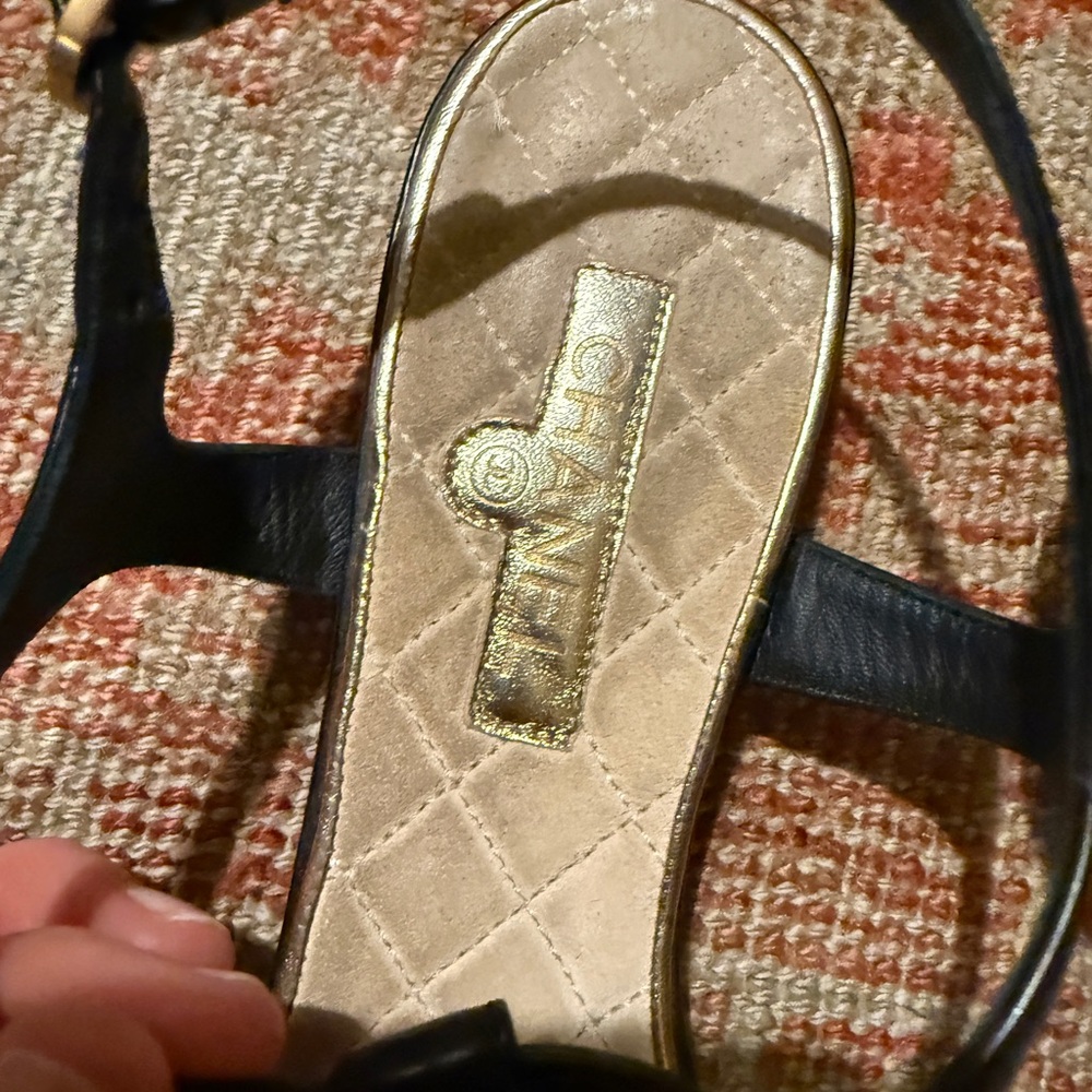 Chanel Black and Gold coin strap Women's Sandals - Picture 4 of 5